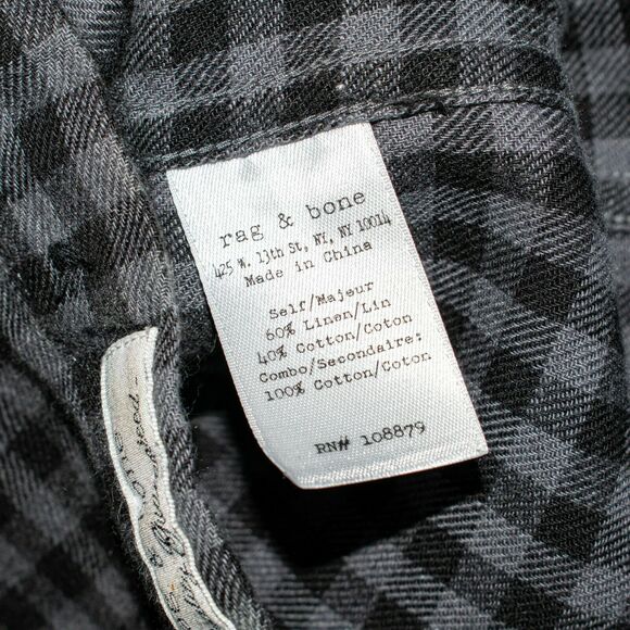 Rag & Bone Tailored Workwear Flannel Shirt Gray check Size XS - Picture 8 of 8